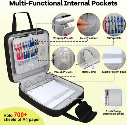 Custom Zipper Binder Bag with Detachable Pen Case